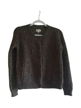 Hartford Brown Ribbed Crewneck Cardigan